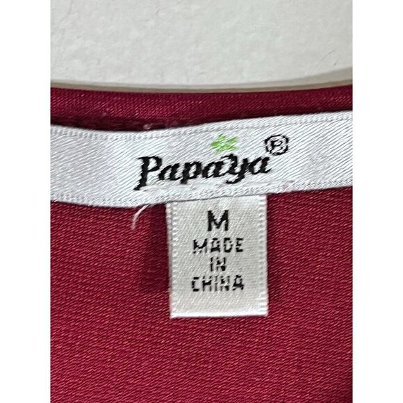 Papaya Top Women M Red Floral Peplum Retro Y2K Mesh Babydoll Neutral Tomato Girl - Picture 2 of 11